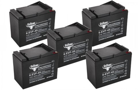 Комплект тяговых гелевых аккумуляторов  RuTrike 6-EVF-45 (60V45A/H C3)