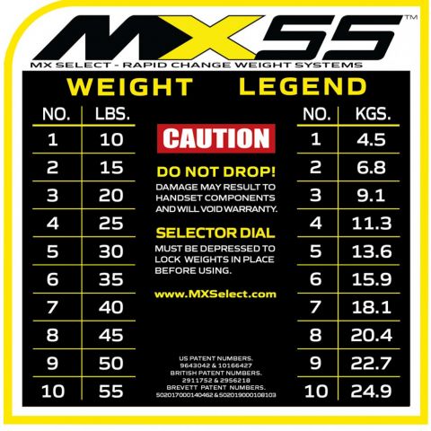 Гантель регулируемая MX Select MX55, вес 4.5-24.9 кг