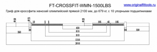 Гриф для кроссфита Original Fit.Tools FT-CROSSFIT-1500LBS олимпийский прямой 2200 мм, до 679 кг, с упорными подшипниками